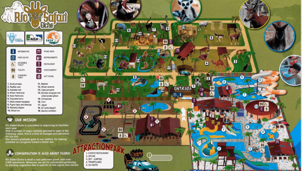 rio safari kart, zipline, trampoline, zoo, splash park