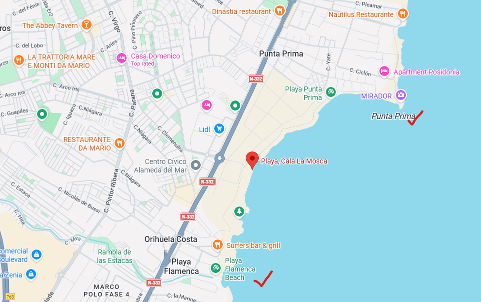 playa cala la mosca orihuela map location